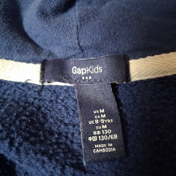 Gap Kids Hooded Sweatshirt Youth Size Medium Blue Full Zip Hoodie Chenille - Picture 6 of 10